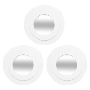 3 miroirs "Emily" blanc D25cm