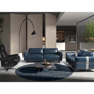 Sillón Angel Cerdá relax giratorio con reposabrazos con asiento y respaldo tapizados en piel de origen vacuno en negro patas de acero inoxidable en epoxi negro 91x80x118cm