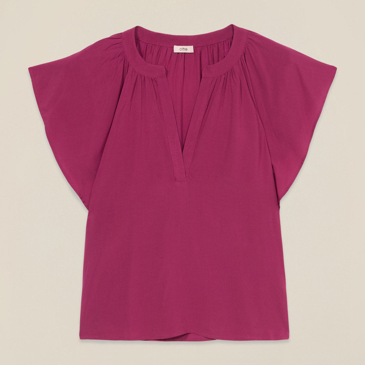 Oltre - Blusa maniche corte in viscosa - Bordeaux