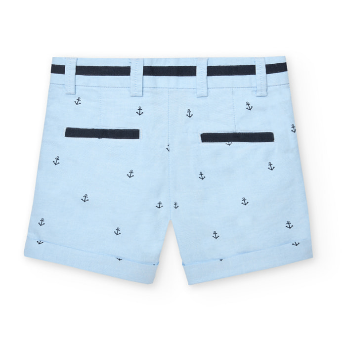 Bermudas oxford niÃ±o estampadas, azul marino, cierre botÃ³n