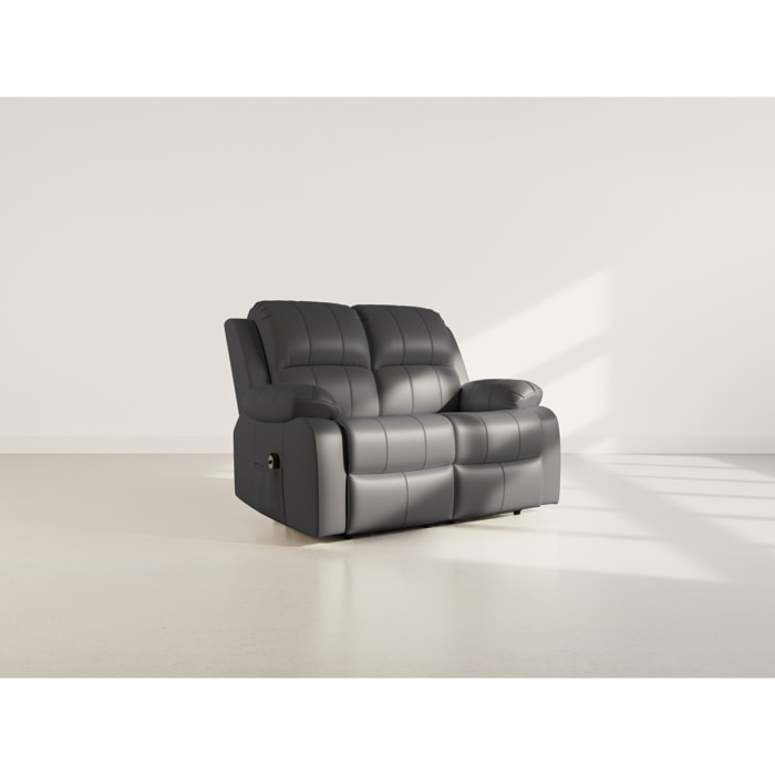 Armand - Canapé 2 places relax électrique en simili - Noir
