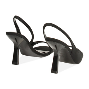 Sandalo donna neri fashion, tacco 9,5 cm