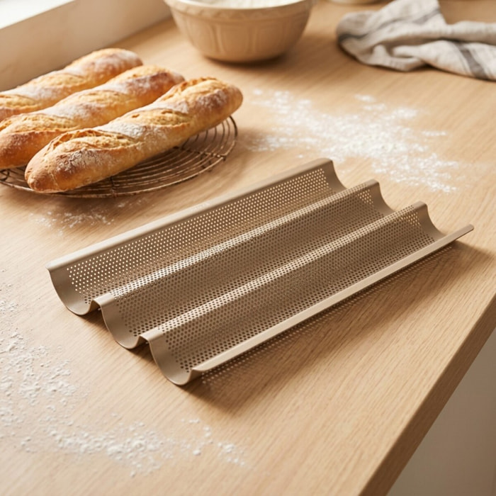 Moule à baguette 3 empreintes 38 x 27 cm Zenker Mojave Gold
