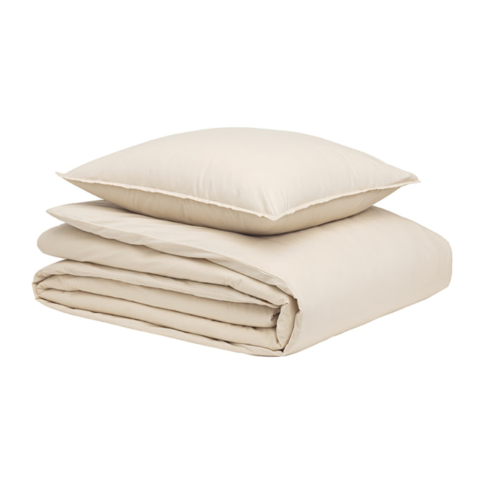 Parure de lit unie en percale de coton lavée, taies rectangle, DELICATE