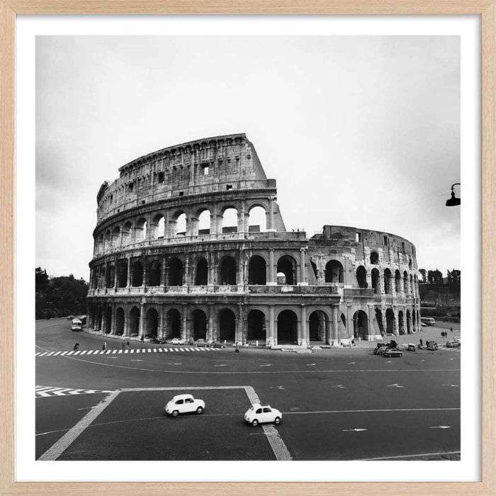 Affiche retro Rome, le colysée Photo de 1963 Affiche + cadre en bois - Chêne