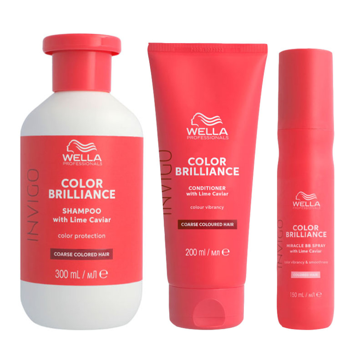 WELLA Kit Invigo Color Brilliance Capelli Spessi Shampoo 300ml + Conditioner 200ml + Miracle BB Spray 150ml