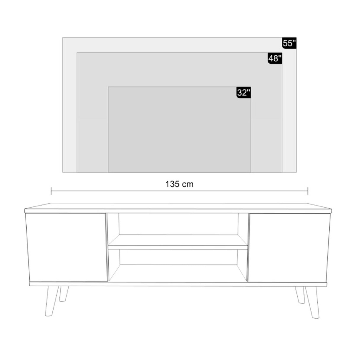 Mobile TV Focus in Rovere Gold Craft con Piedini in Faggio