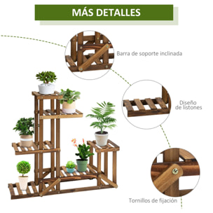 Soporte Madera Flores Estantería de Macetas Plantas con 6 Estantes 98x28x96,5 cm