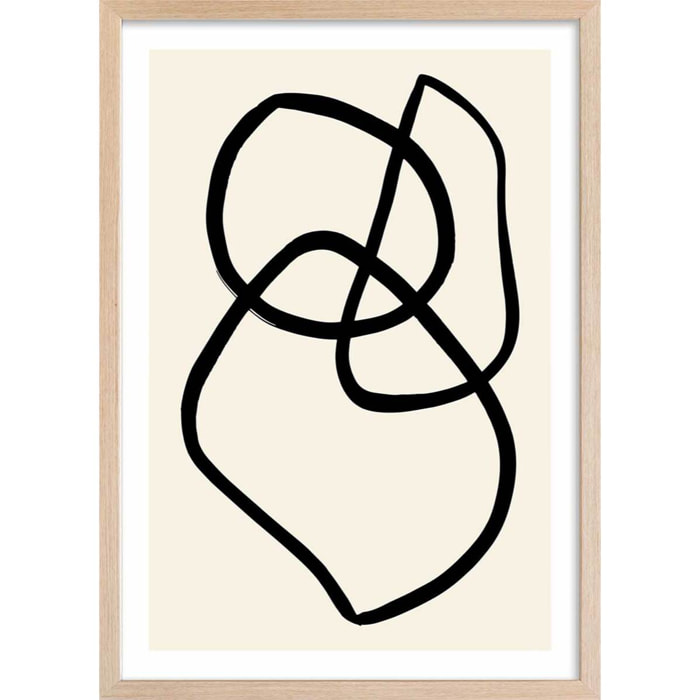 Affiche line art bold II Affiche + cadre en bois - Chêne