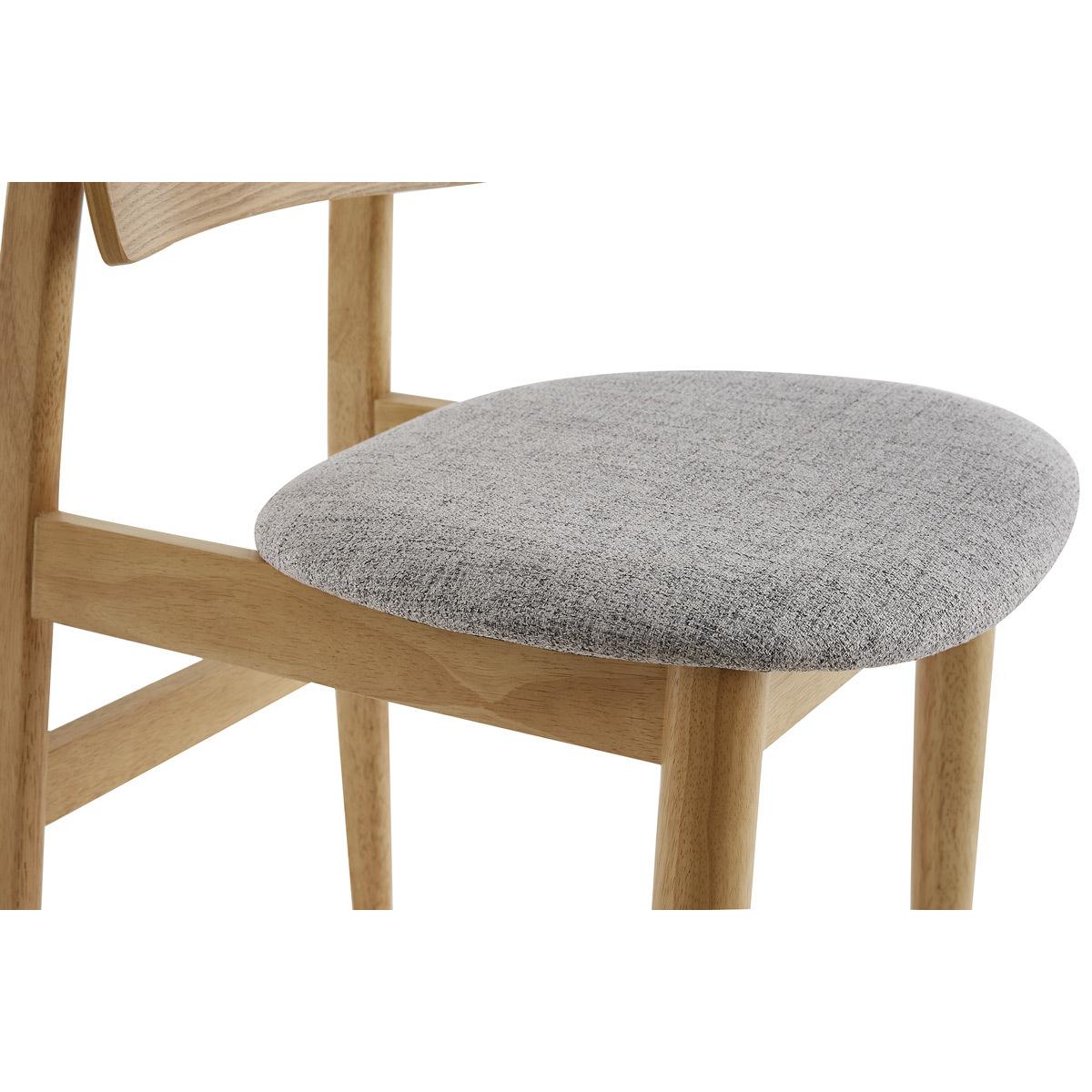 Chaises scandinaves en bois clair et tissu gris clair (lot de 2) ELION