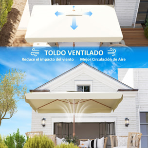 Sombrilla de Terraza Exterior 300x200 cm Parasol de Terraza Exterior con Ángulo Ajustable Mástil de Aluminio Manivela y Protección UV 50+ Sombrilla para Jardín Patio Beige