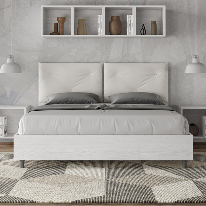 Letto matrimoniale senza rete 160x190 cuscinatura similpelle bianco Egos Appia