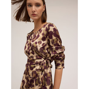 Motivi - Vestido efecto cruzado estampado camuflaje - Verde militare