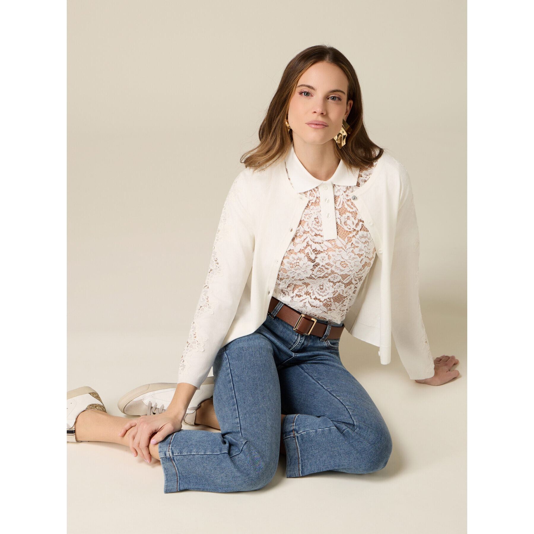 Oltre - Jeans flare stone washed - Blu