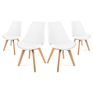 Pack 4 sillas de comedor, sillas tulip salon, diseño nordico, blanco