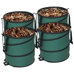 Set de 4 Bolsas de Basura de Jardín 86L Bolsas para Residuos Resistentes con Asas Fijación de Botones y Diseño Pop-Up Plegables y Reutilizables