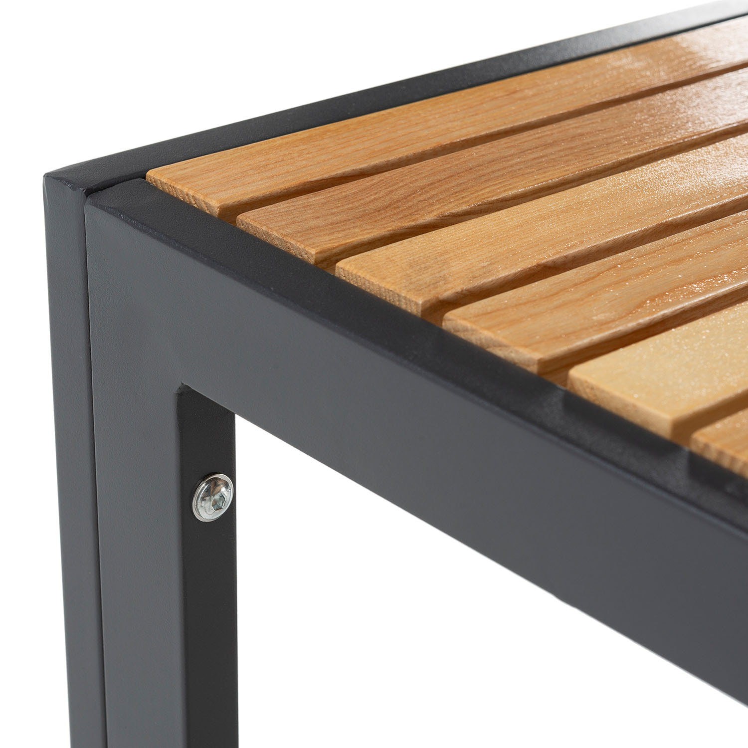 Mesa de Jardín Coral Cuadrada de Madera y Metal Negro