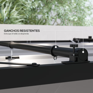 Pérgola de Jardín 3x3 m con Techo Retráctil y Accesorio Magnético, Cenador de Jardín con Protección UV30+, Columnas Metálicas y Ganchos, Pabellón para Patio, Terraza, Exterior, Gris