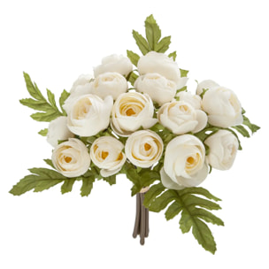 Bouquet de 18 mini camélias artificiels blanc H30cm