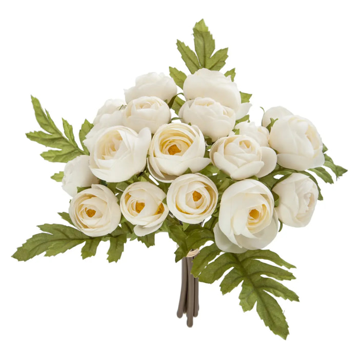 Bouquet de 18 mini camélias artificiels blanc H30cm