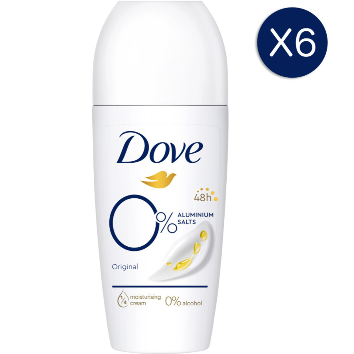 6 Déodorants DOVE Bille 0% Original (Lot 6x50ml)