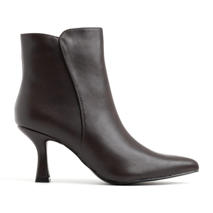 Tronchetto svasato con tacco rochetto - MARRONE