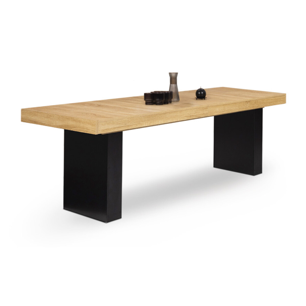 Table à manger extensible Marius - Bois - Noir