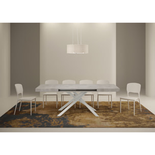 Mesa extensible 90x130/390 cm Karida cemento patas blanca