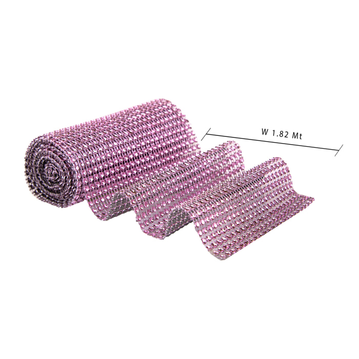 Nastro Strass. Altezza 1,82 Mt - Pezzi 6 - 182X13X1cm - Colore: Rosa - Bianchi Dino - Articoli Natalizi