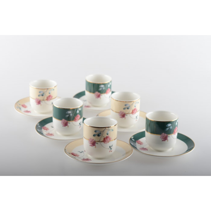 Tasses à café floral - lot de 6