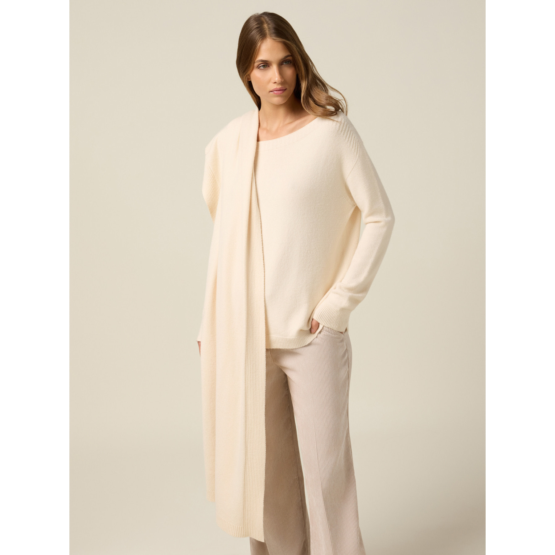 Oltre - Maxi sciarpa in maglia misto viscosa - Bianco