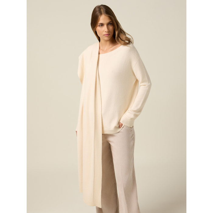 Oltre - Maxi sciarpa in maglia misto viscosa - Bianco