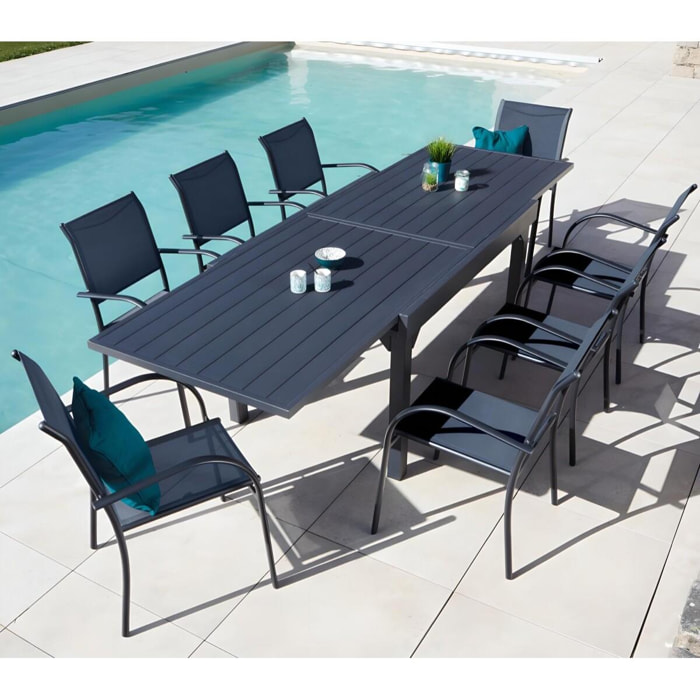 HONFLEUR XL BEZIERS - Ensemble table et chaises de jardin - Bleu nuit