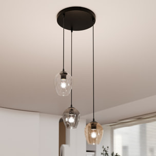 Lampada a sospensione ISTAR 3 con paralumi in vetro colorato