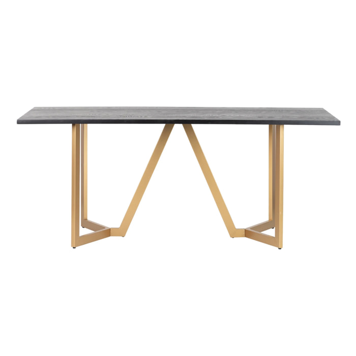 Mesa Comedor Mdf Metal Negra Dorada 180x90x75 Cm