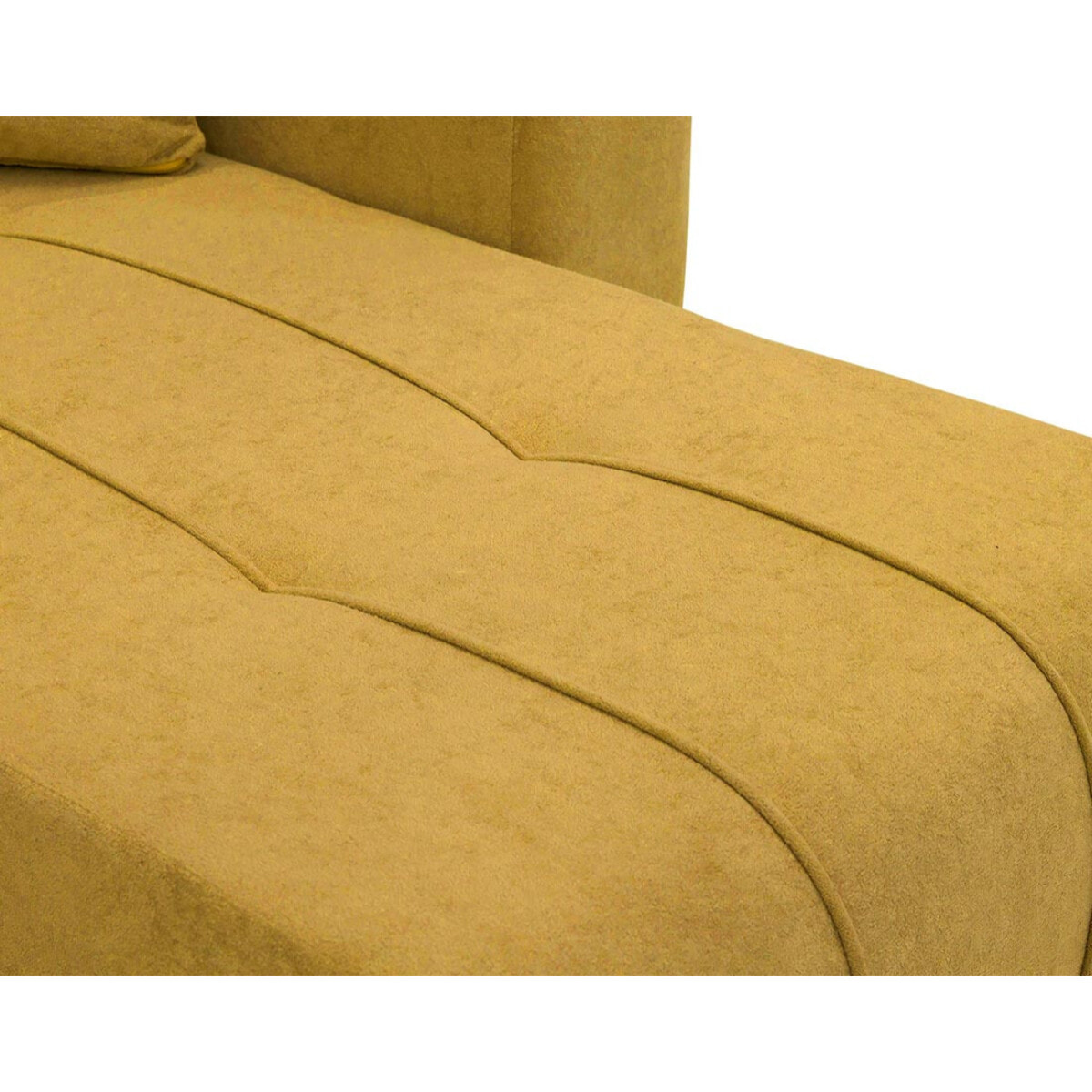 Nicole - Canapé panoramique en U 7 places convertible avec coffre en tissu - Jaune