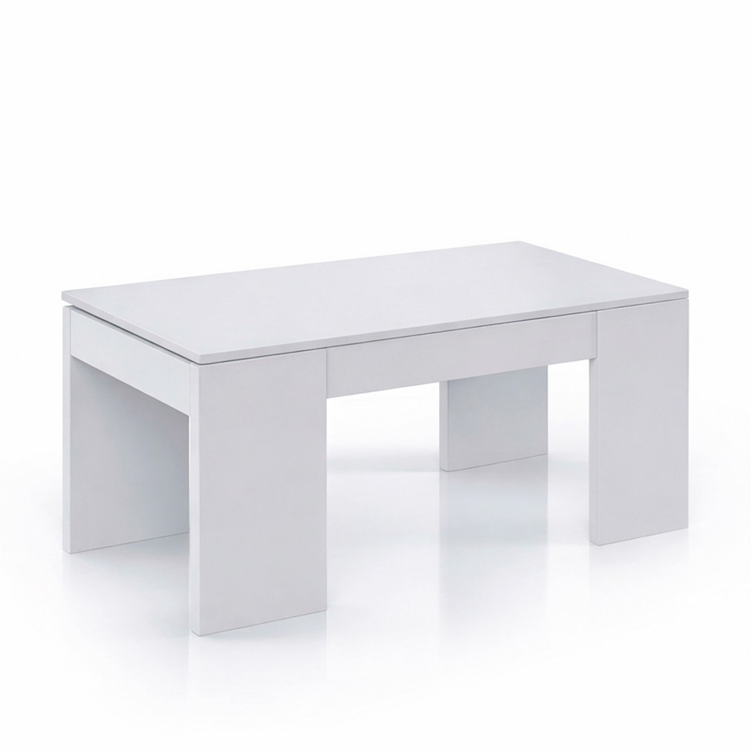 Tavolino da Caffè Con Piano Rialzabile Con Vano Contenitore Alzabile Tavolo da Salotto Moderno Salvaspazio Ideale per Lavorare 100 x 50 x 42 cm Bianco