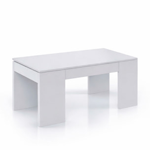 Tavolino da Caffè Con Piano Rialzabile Con Vano Contenitore Alzabile Tavolo da Salotto Moderno Salvaspazio Ideale per Lavorare 100 x 50 x 42 cm Bianco