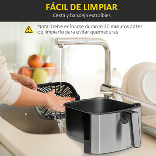 Freidora sin Aceite 6,5L 1700W Freidora de Aire Caliente con 8 Programas Pantalla LED Táctil Temperatura Ajustable Temporizador y Cesta Antiadherente 36,5x29x33,8 cm Negro