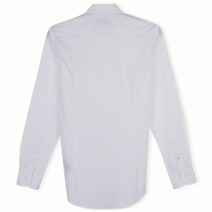 Camicia Uomo 1 Bottone Francese Slim Cotone Unito Bianco