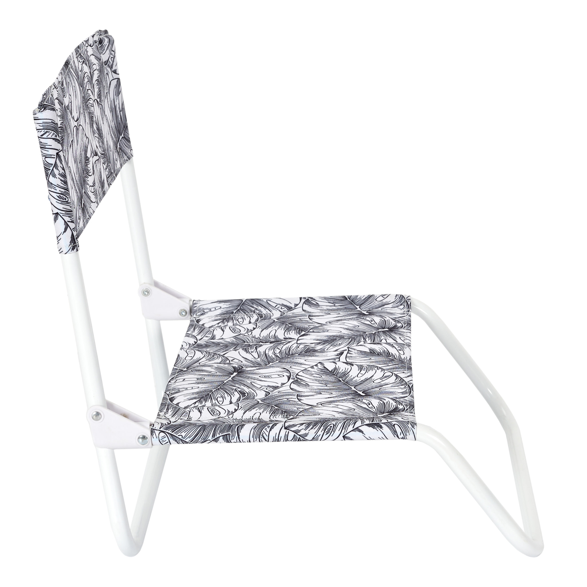Chaise De Plage Pliante Natural Wild Blanc Noir - Lot De 6