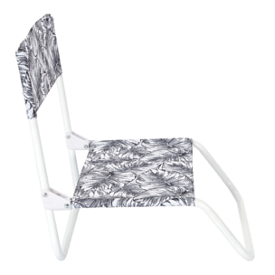 Chaise De Plage Pliante Natural Wild Blanc Noir - Lot De 6