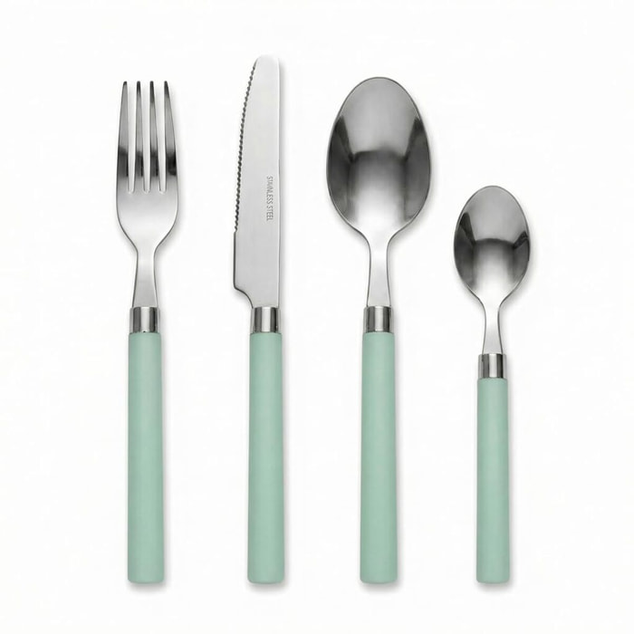 Set 24 Posate in Acciaio Inox 18/10, lavabile in lavastoviglie, design materico, Intrecci