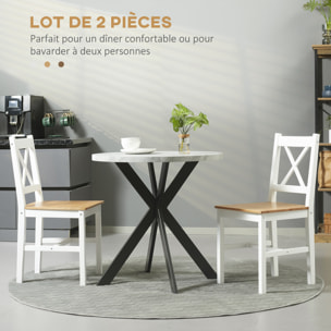 Lot de 2 chaises de salle à manger esprit campagne dossier croisé bois pin blanc