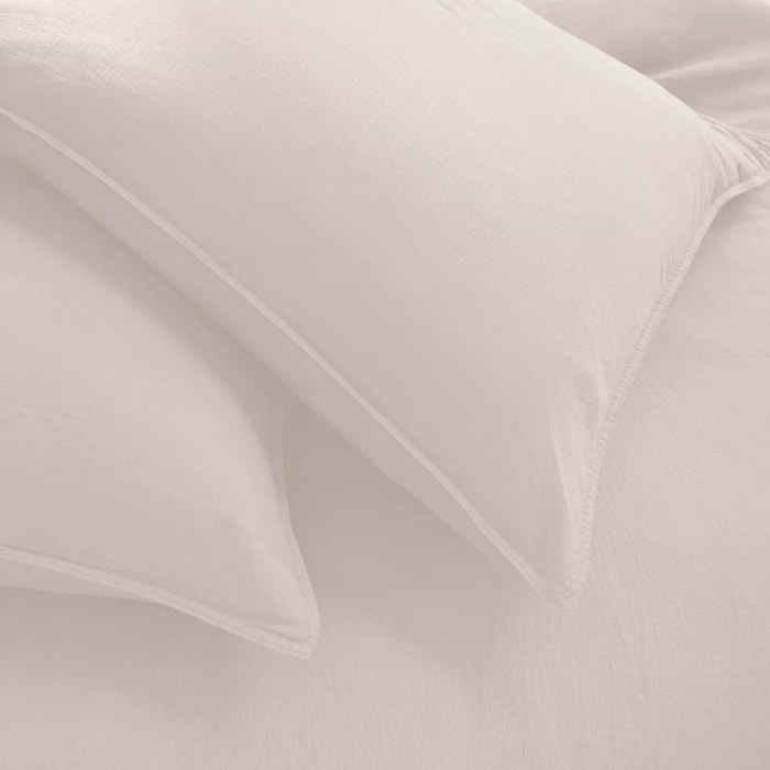 Lot de 2 taies gaze de coton lavé uni blanc Malia neige
