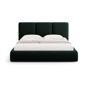 Lit coffre avec tête de lit "Nicolas" 160x200cm en velours vert bouteille