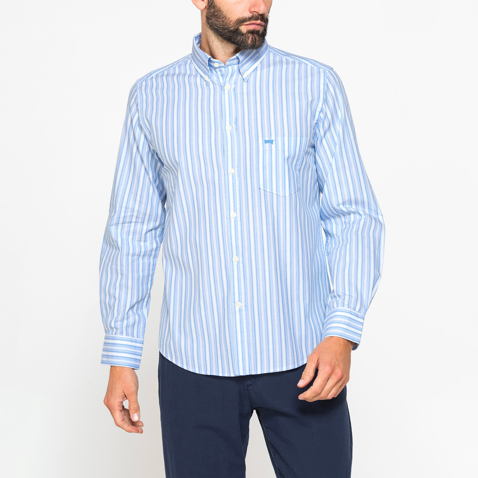 CAMICIA BUTTON-DOWN CON MANICA LUNGA E TASCHINO