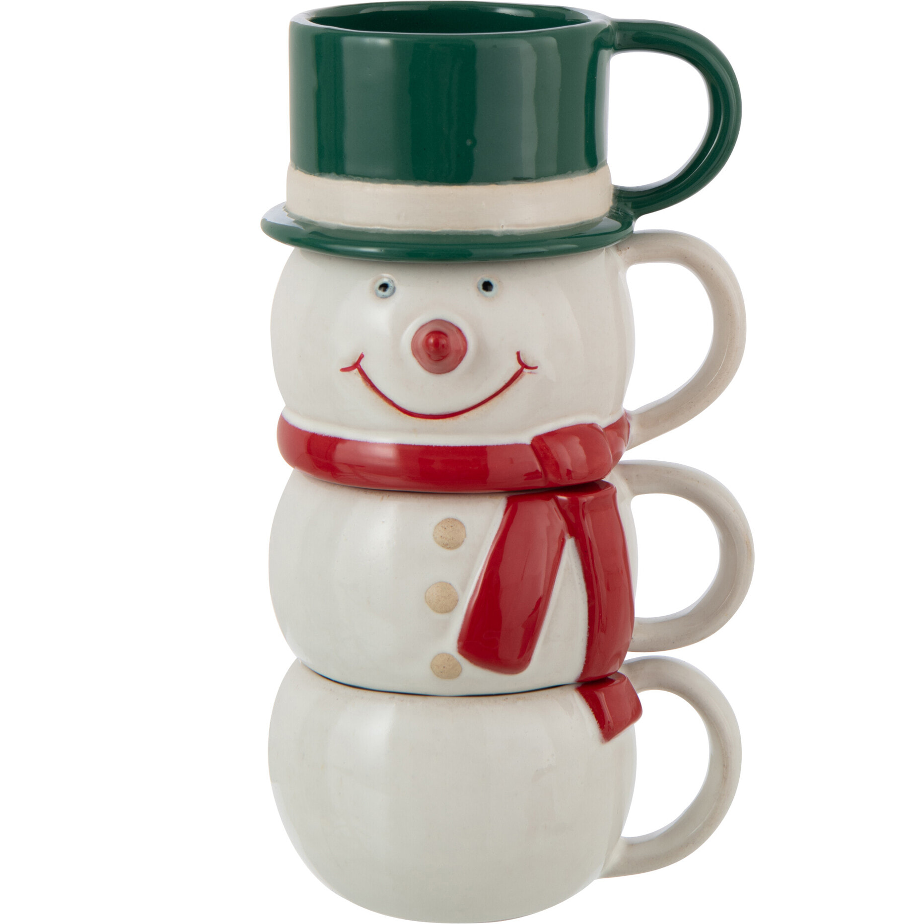 J-Line tasse 4 Parties Bonhomme De Neige - poterie - mix