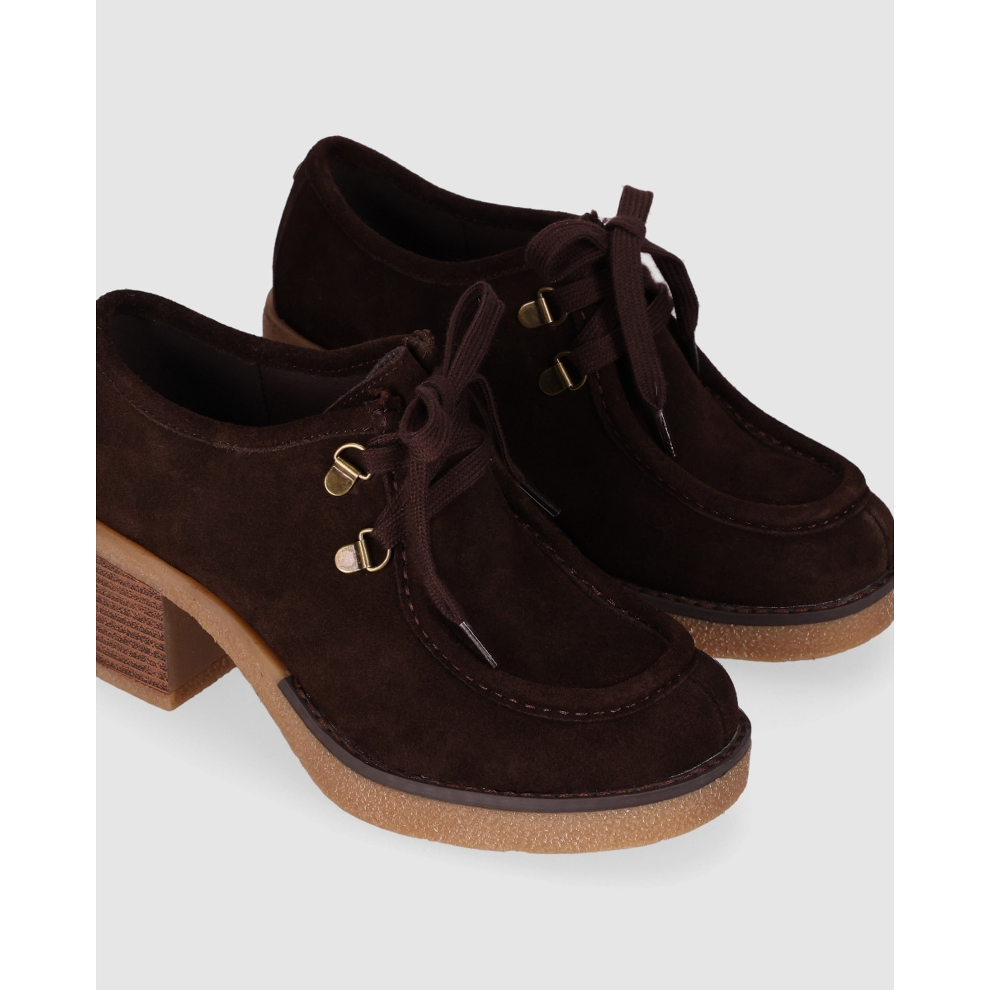 Zapatos de Serraje - Marron - Tacón: 6 cm