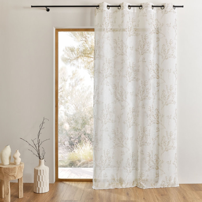 Voilage impression feuillage poétique - Beige